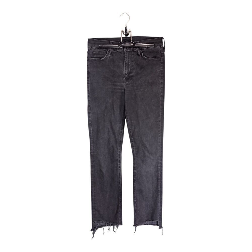 Mother The Mid Rise Dazzler Ankle Step Fray Jeans Not Giulty Black Women's 26